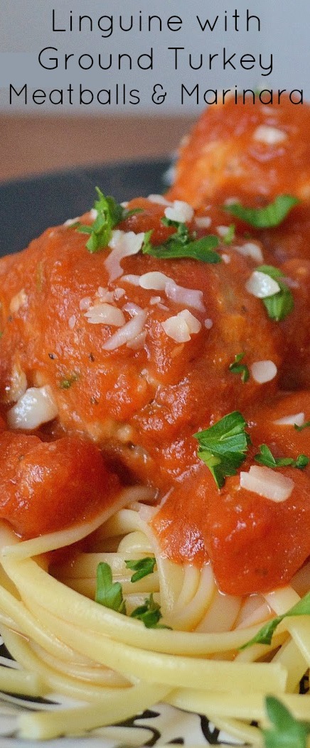 Linguine with Ground Turkey Meatballs and Marinara Sauce Recipe from Hot Eats and Cool Reads! Homemade meatballs make this delicious pasta a great dinner idea! The meatballs and sauce are a great freezer meal that you can warm in the slow cooker!