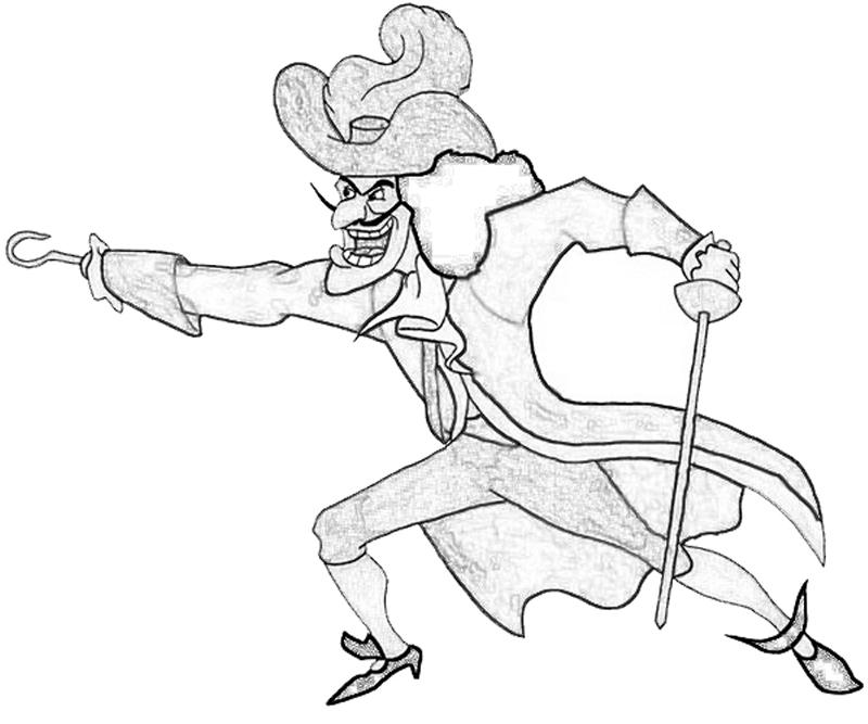 Free coloring pages of disney captain hook