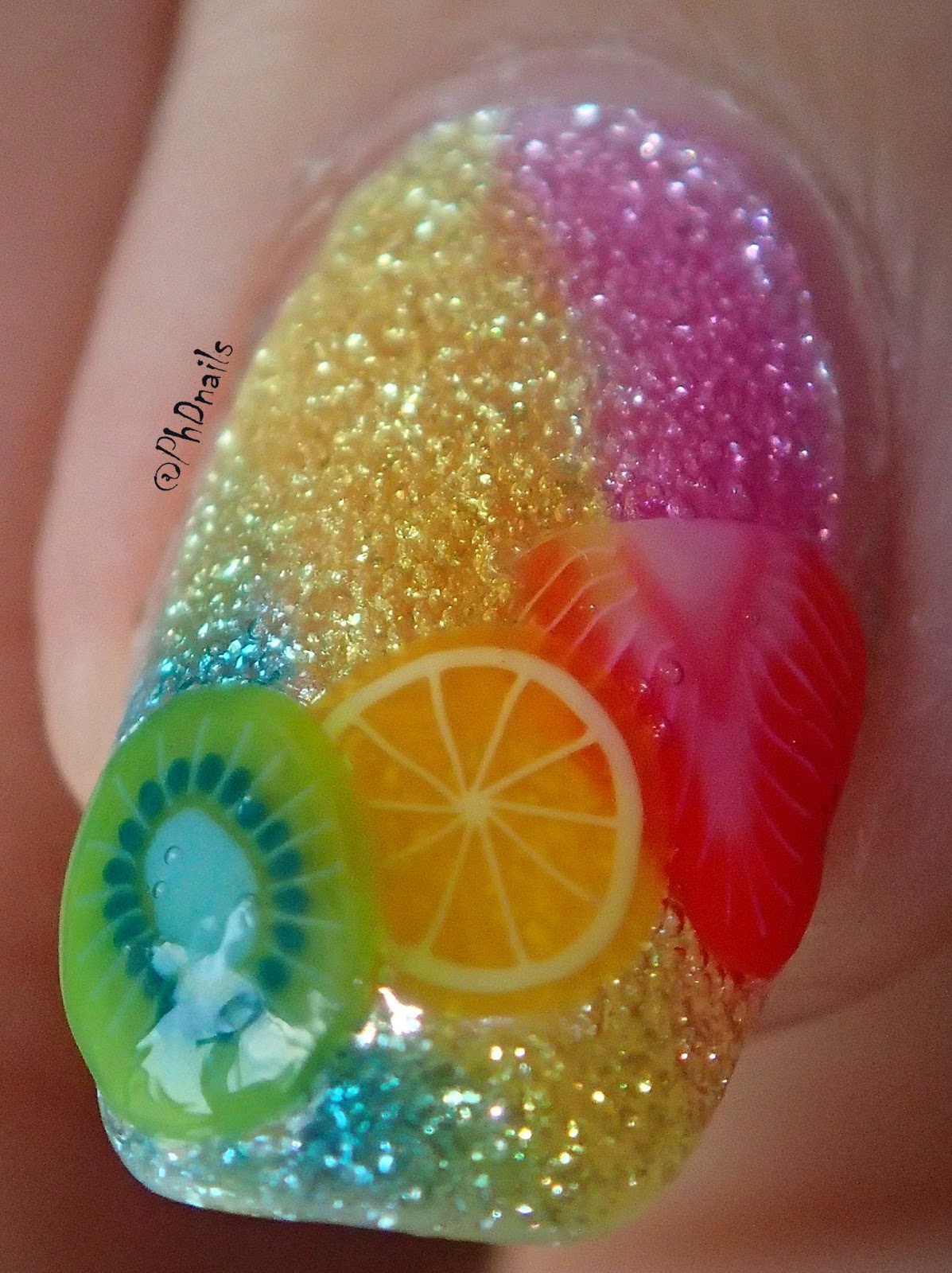 Phd Nails 30 Days Of Colour Fimo Fruit Nail Art With Leadlighting