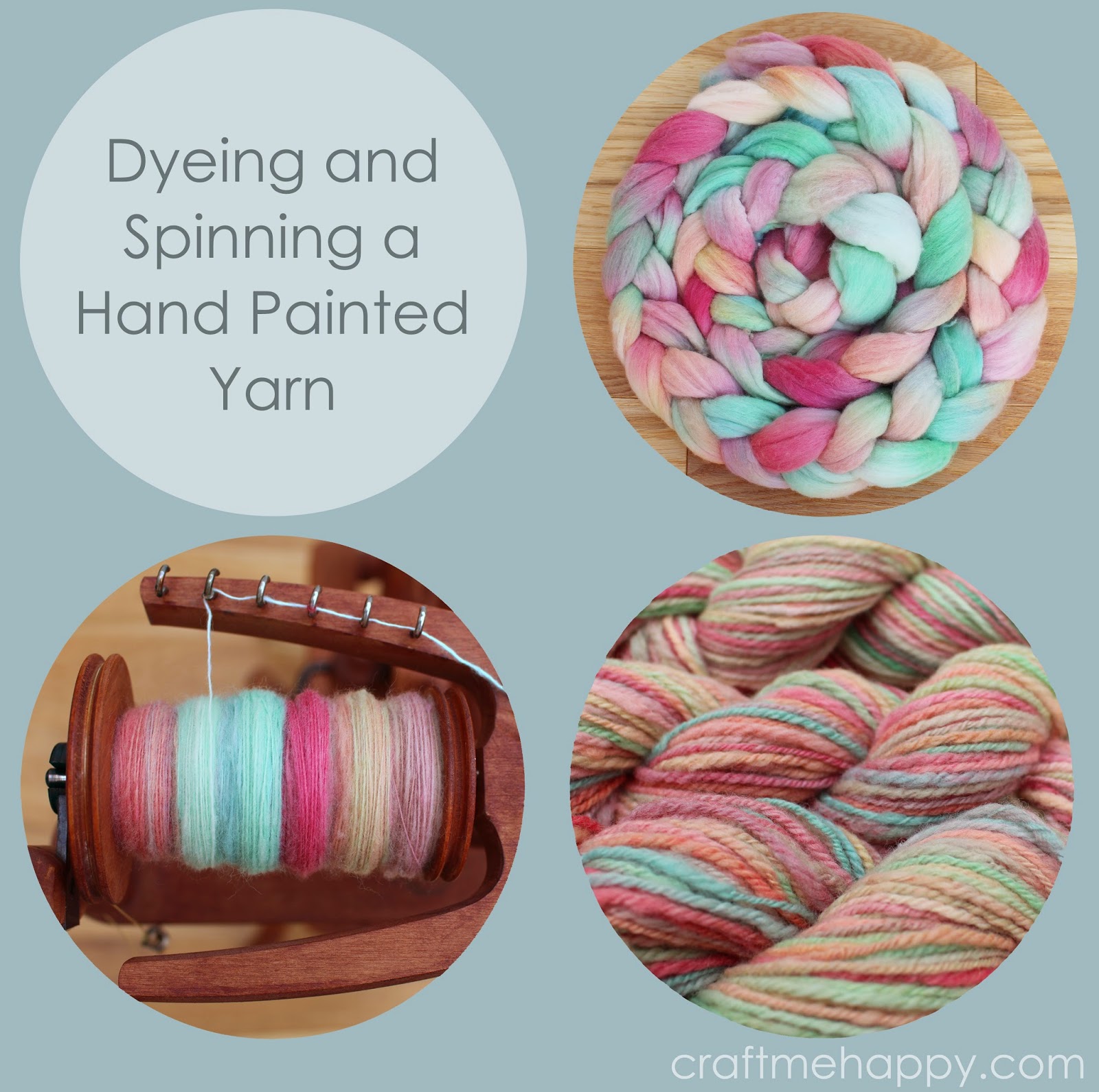 Dyeing and spinning hand painted wool top my first attempt. Craft