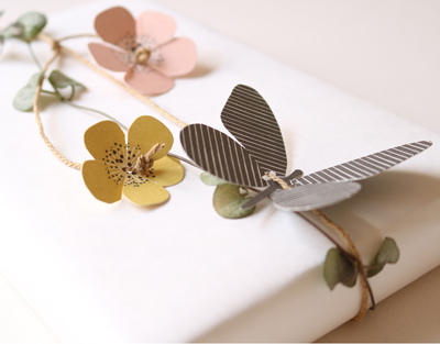 paper design butterflies, gift wrap design, pop-out