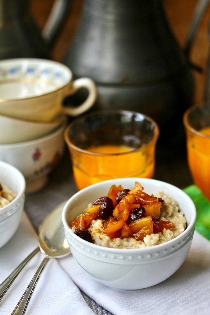 Instant Pot Creamy Steel Cut Oatmeal with Apple Raisin Compote Karen