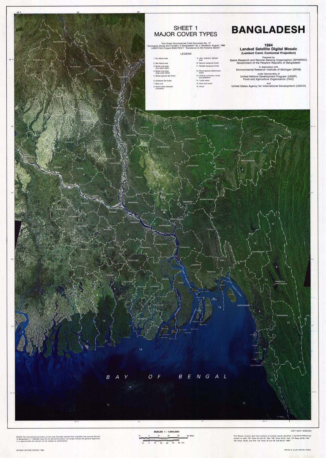 Landsat (TM) Satellite Digital Mosaic Image of Bangladesh