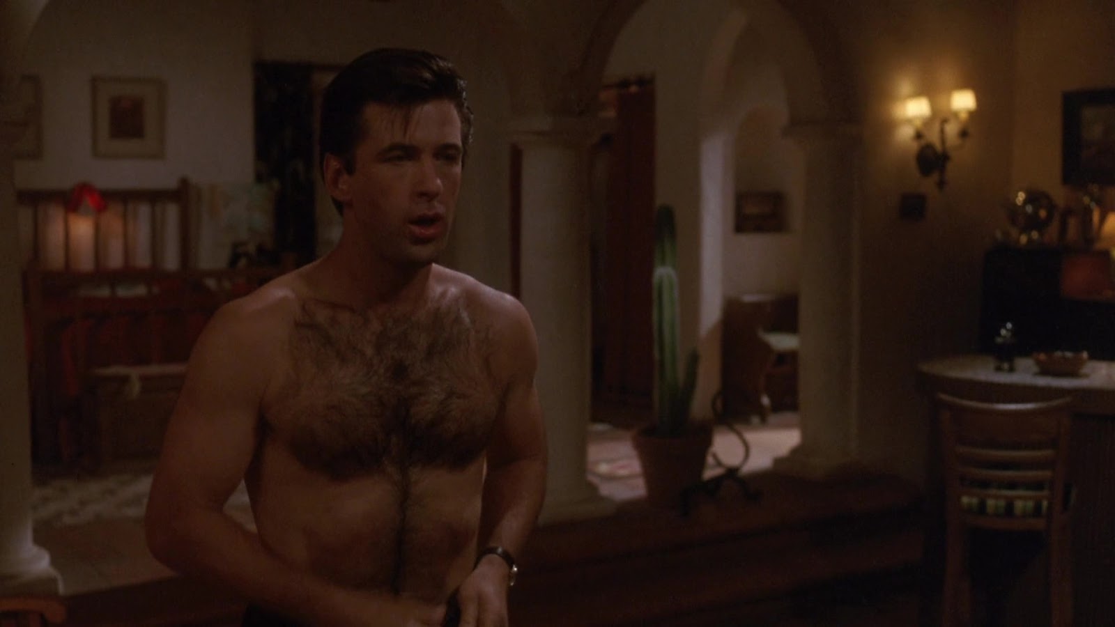 Alec Baldwin shirtless in The Marrying Man.