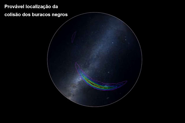 localização dos buracos negros que colidiram