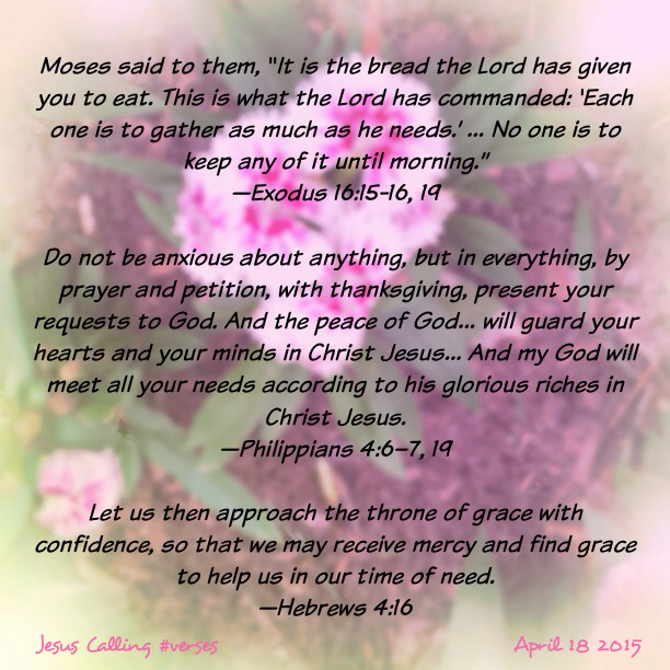 Bakers' Blessings Jesus Calling prayer April 18