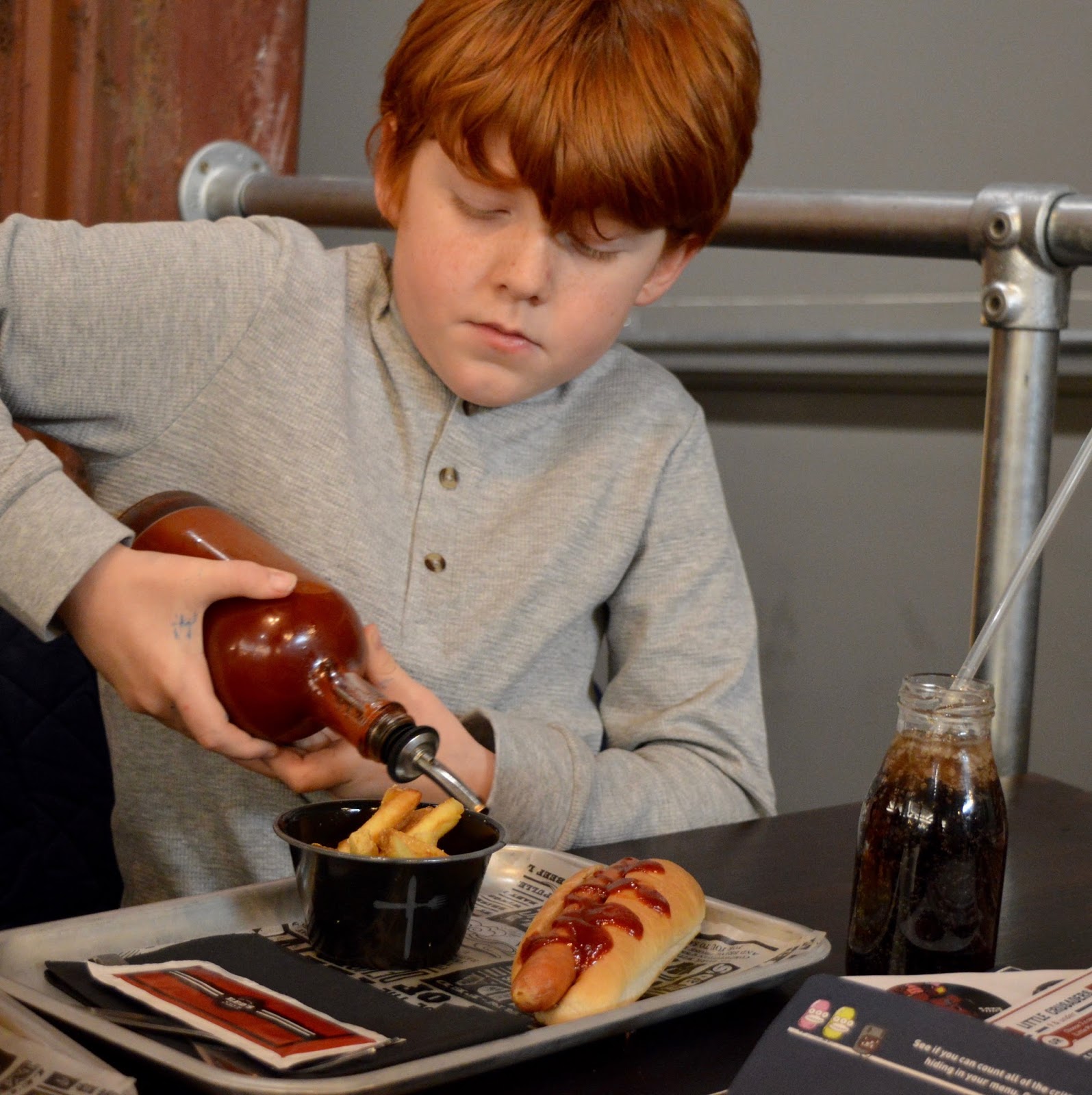 Red's True BBQ Newcastle | Menu Review (including Children's Menu) - kids hot dog and Reds BBQ sauce