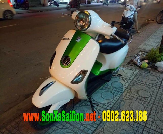 Mẫu sơn xe Vespa LX 125 màu trắng xanh lá cực đẹp Mẫu sơn xe Vespa LX 125 màu trắng xanh lá cực đẹp