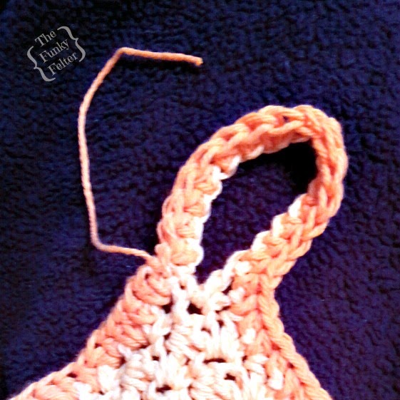 crocheted dishcloth with hanging loop by the funky felter