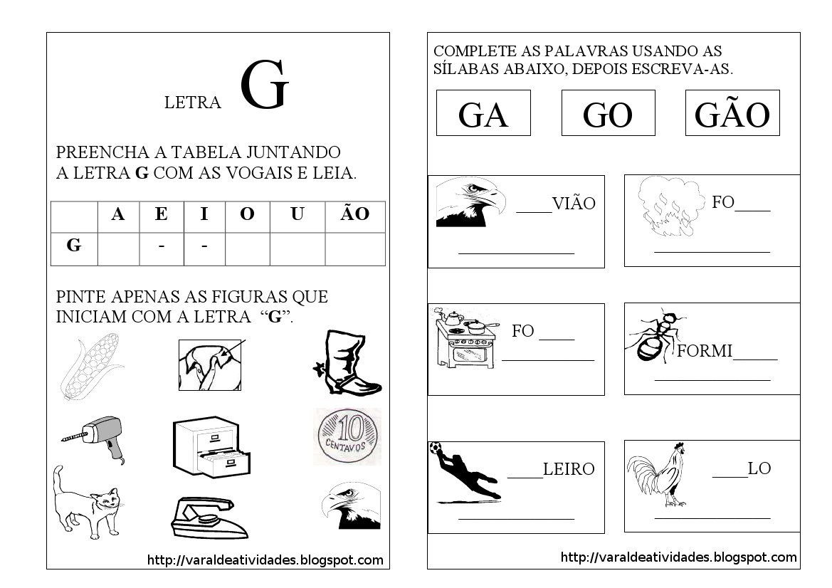 VARAL DE ATIVIDADES LETRA G VARAL DE ATIVIDADES LETRA G