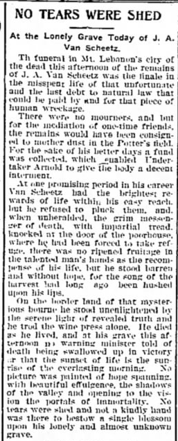 The scathing obituary of J.A. Van Scheetz
