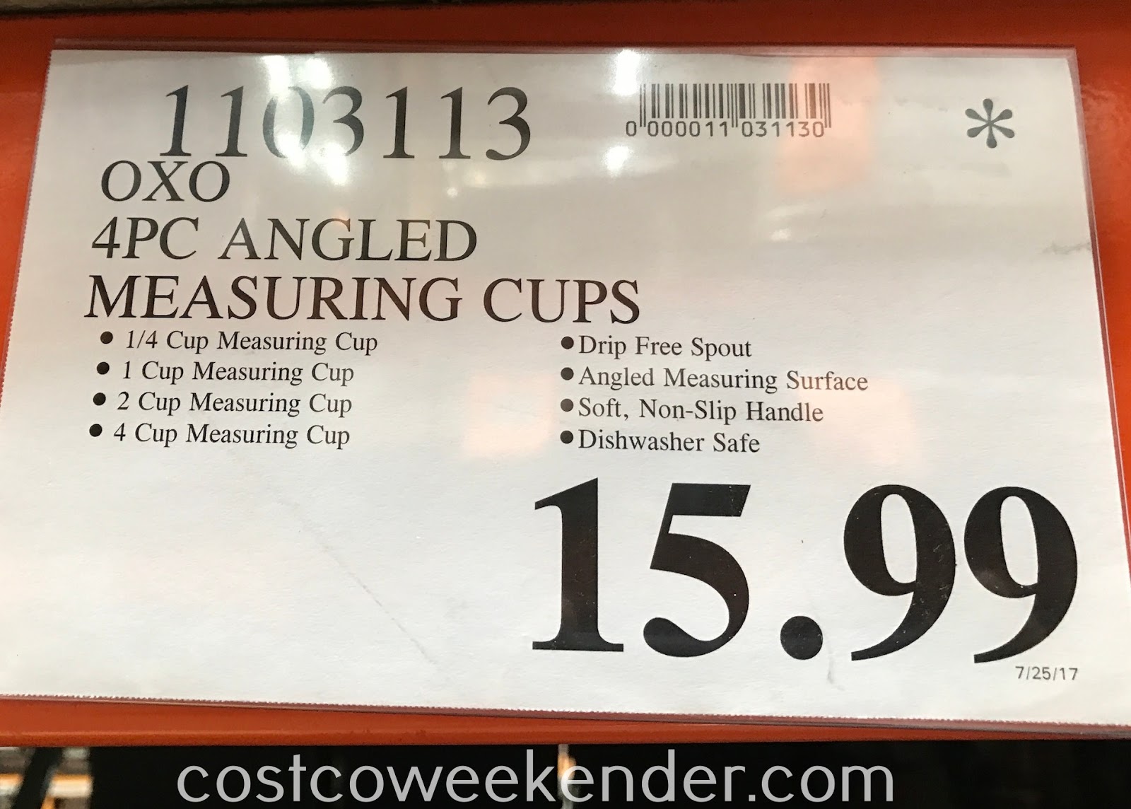 Oxo SoftWorks 4pc Angled Measuring Cup set Costco Weekender