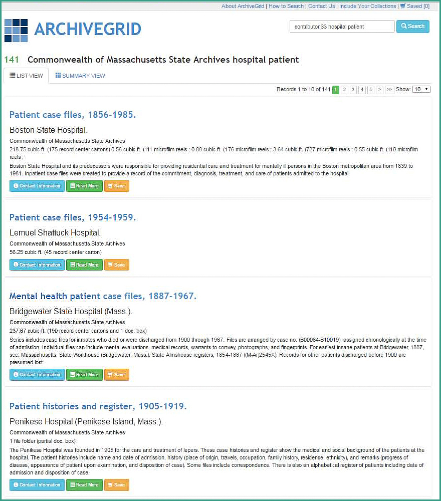 State Library of Massachusetts Old Massachusetts Hospital Records and