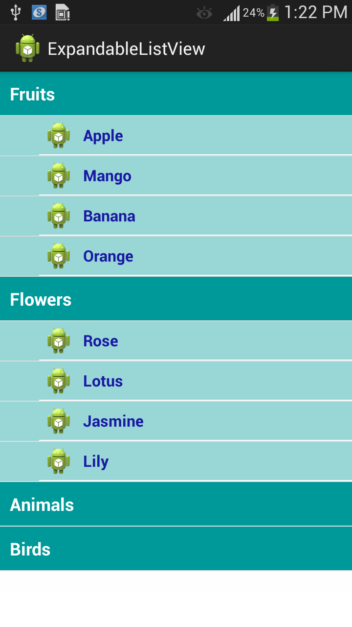 Android Tutorials for Beginners Android ExpandableListView Example
