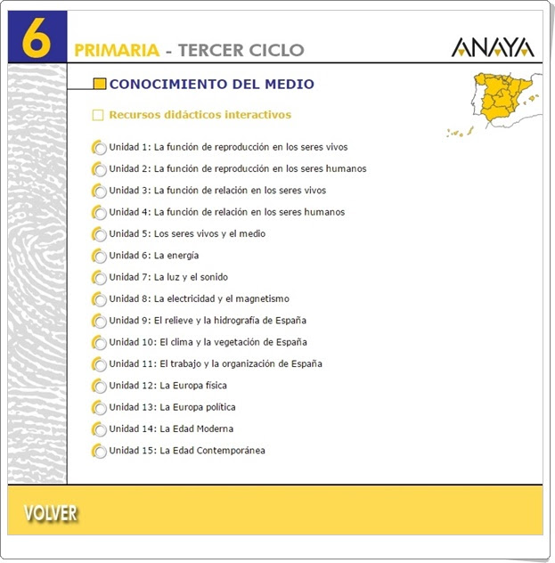 "Recursos Didácticos Interactivos Anaya. Conocimiento del Medio de 6º de Primaria" (Deja huella)