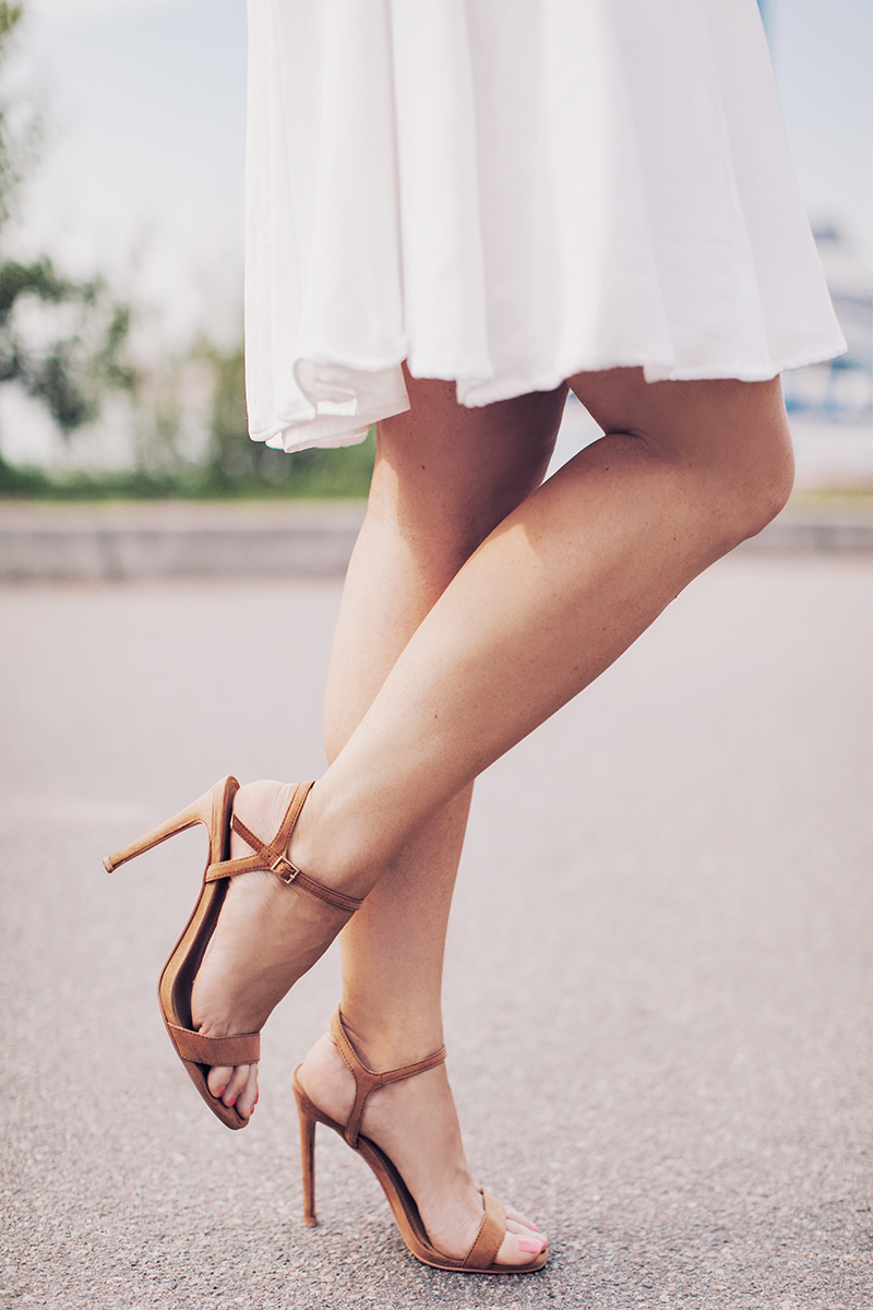 ASOS DESIGN Wide Fit Hands Down barely there heeled sandals