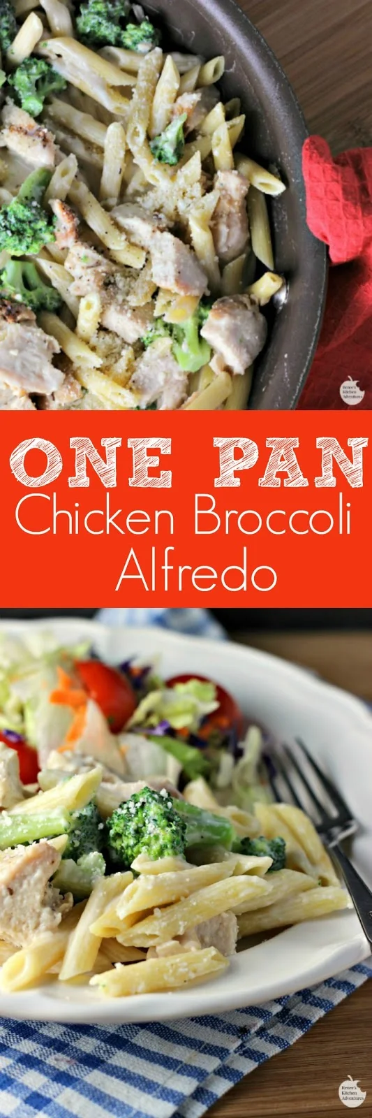 [ad] One Pan Chicken Broccoli Alfredo | by Renee's Kitchen Adventures - quick and easy healthy recipe great for a weeknight dinner done in about 10 minutes from start to finish! #EverydayEffortless