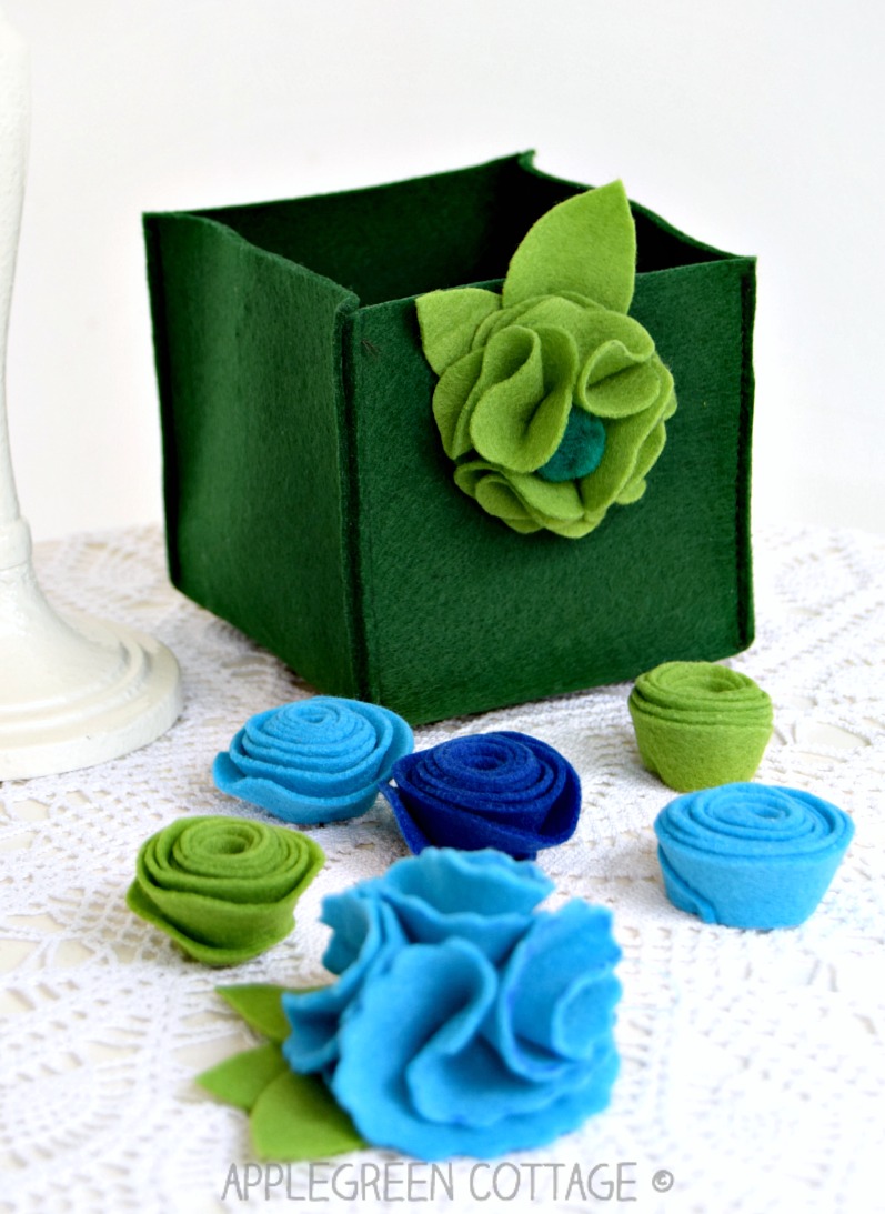 Super Easy Spring Felt Storage Cube AppleGreen Cottage