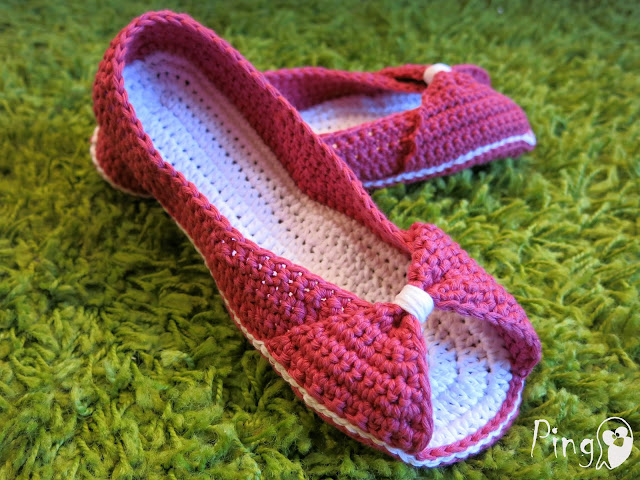Princess Slippers, crochet pattern by Pingo - The Pink Penguin