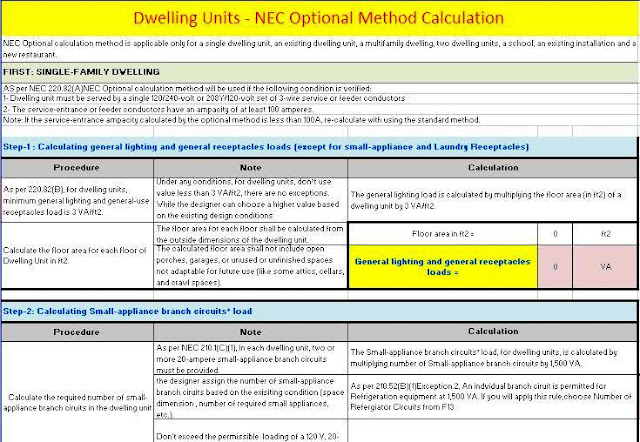 Optional Electrical Load Calculator for Dwelling Units ~ Electrical Knowhow