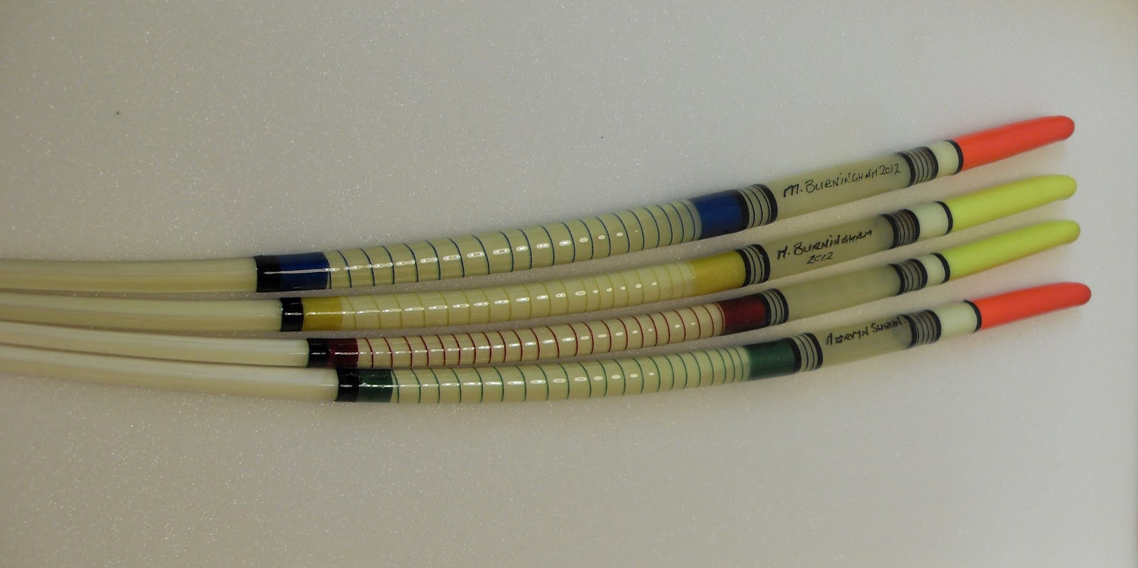 Handmade Fishing Floats by Mark Burningham. Traditional swan quill