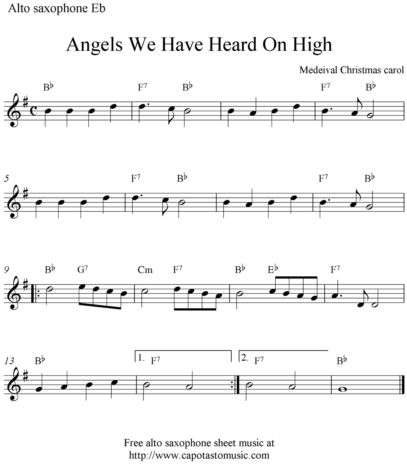 Angels We Have Heard On High Free Christmas Alto Saxophone Sheet Music Angels We Have Heard On High Free Christmas Alto Saxophone Sheet Music