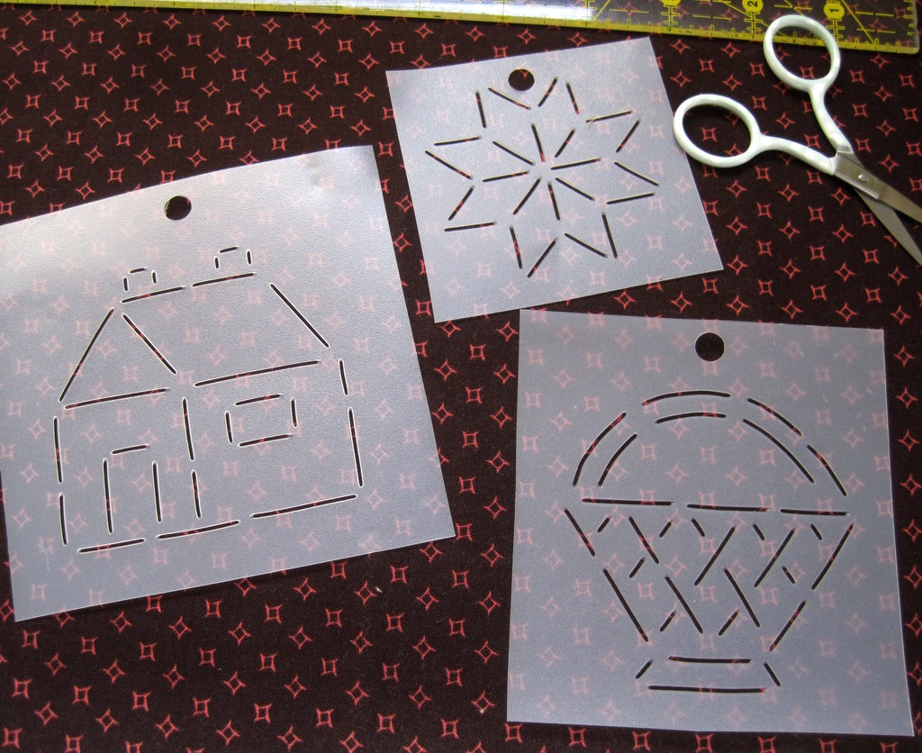 A Sentimental Quilter Quilting with Stencils