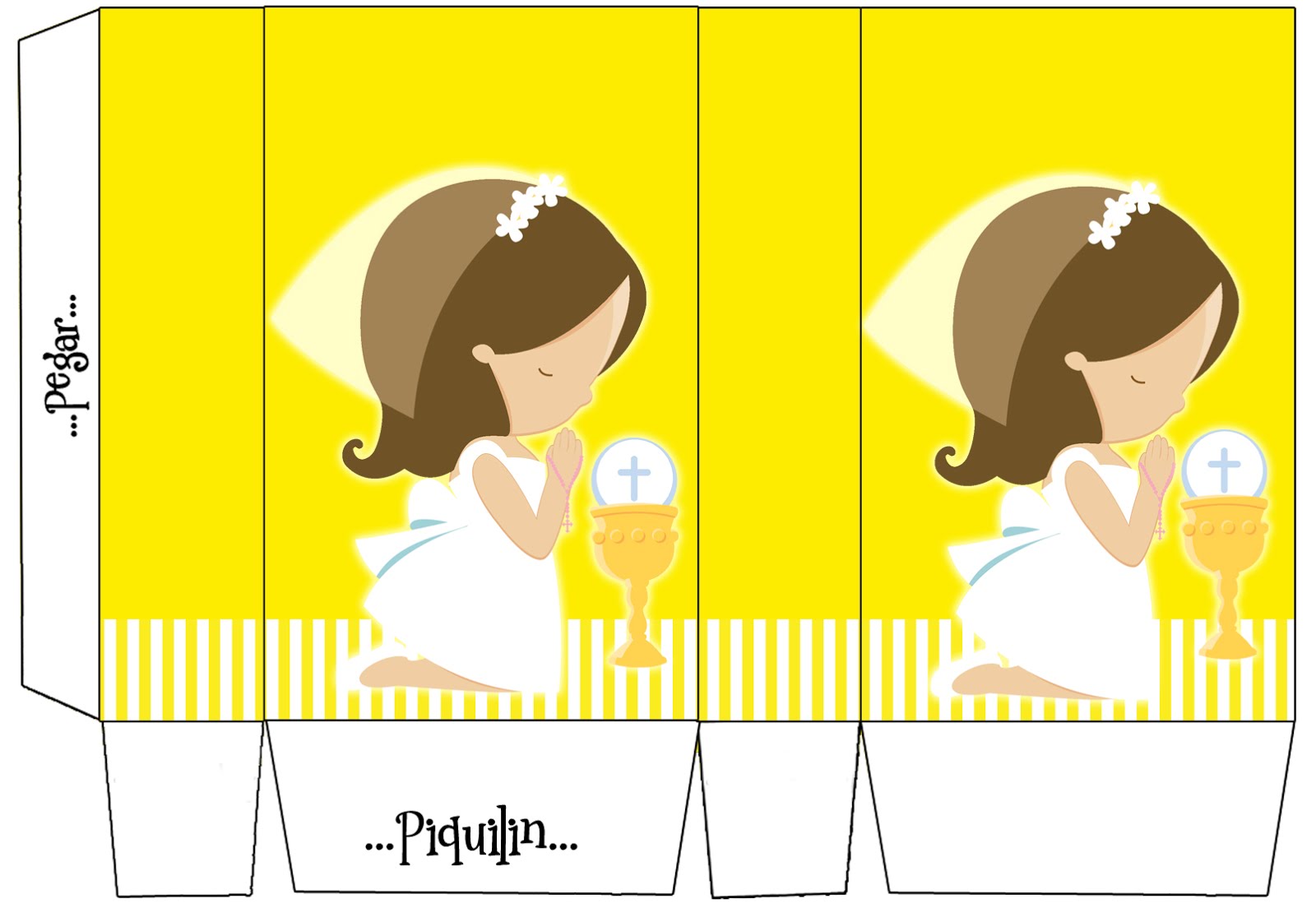 Primera Comunión de Niña Mini Kit en Amarillo para Imprimir Gratis