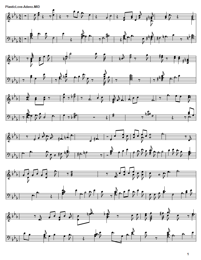 mariya takeuchi plastic love piano sheet music mariya takeuchi plastic love piano sheet music