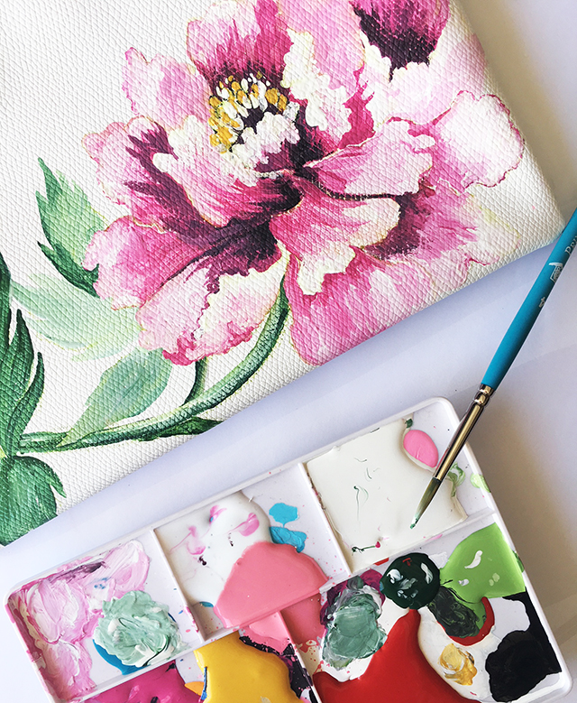 painted peony purse