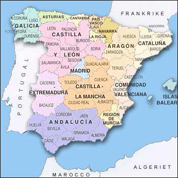 Karta över Spanien Regionen | Karta över Sverige, Geografisk, Fysisk
