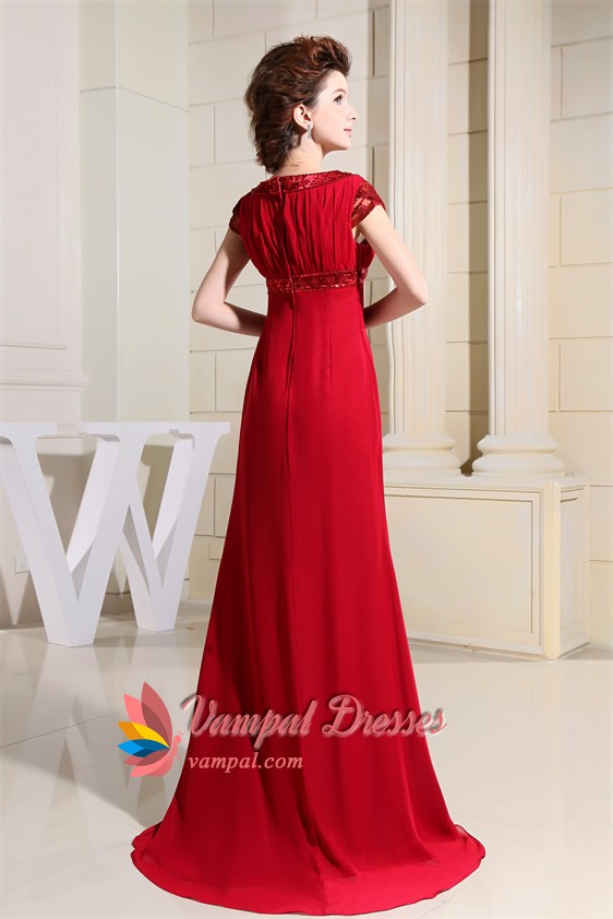 Vampal Dresses: Beaded Chiffon Mother Of The Bride Dress, Long Red ...