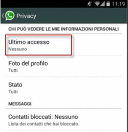 whatsapp controlli privacy nascondere ultimo accesso whatsapp