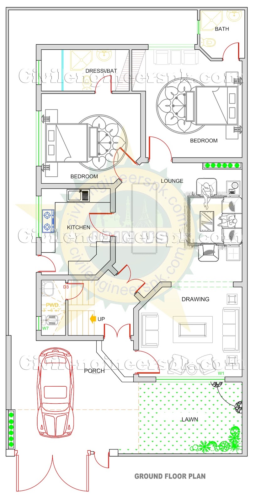 New 10 Marla House  Design  Autocad 2d maps 