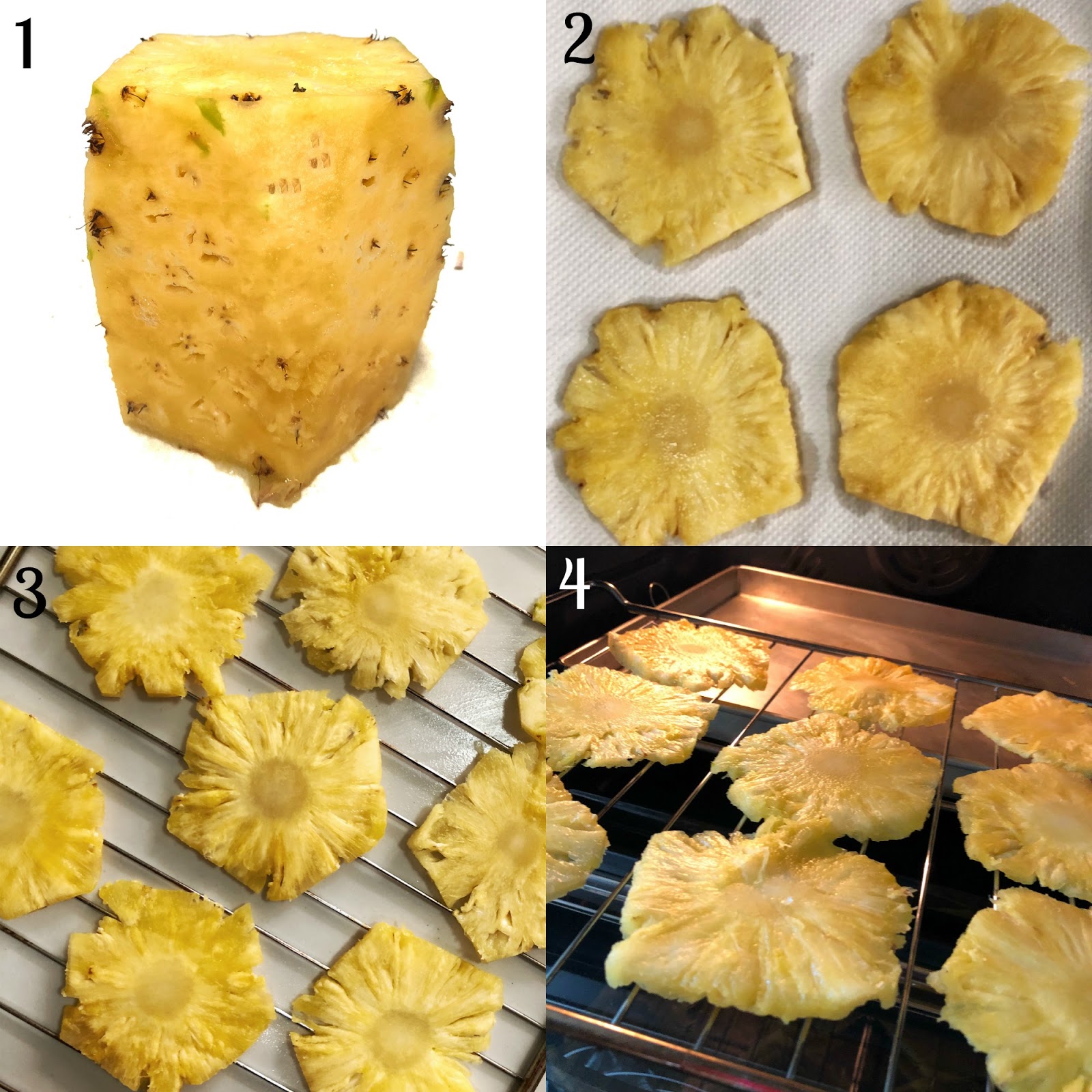 Steps to make dried pineapple flowers