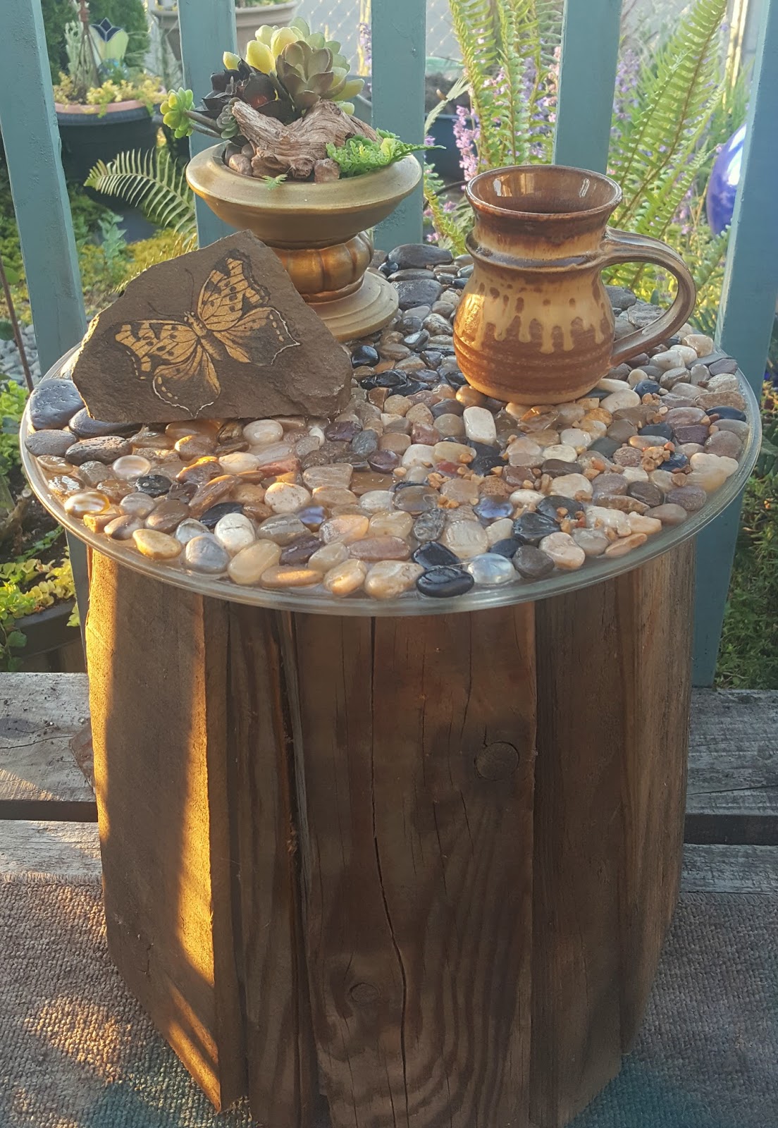 Make The Best of Things Rustic Pebble Table From a Five Gallon Bucket