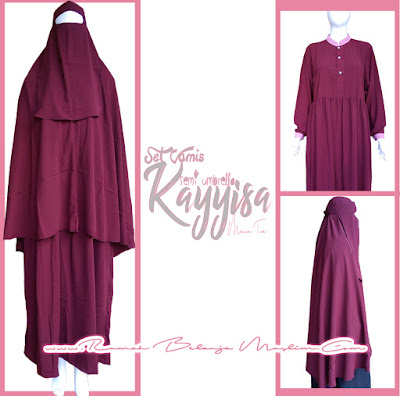 Set Gamis Syari Semi Umbrella Kayyisa Marun Set Gamis Syari Semi Umbrella Kayyisa Marun