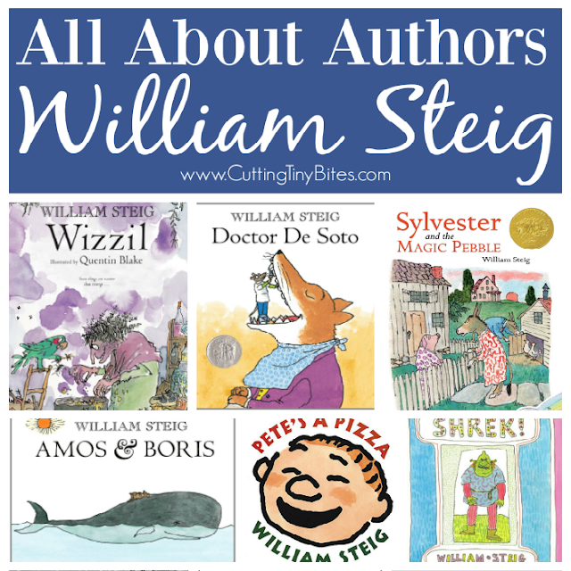 All About Authors- William Steig. Biographical information, book list, activities and crafts, along with other resources to support books written by William Steig, author of Sylvester and the Magic Pebble, Doctor De Sotor, Pete's A Pizza, Shrek, and more!