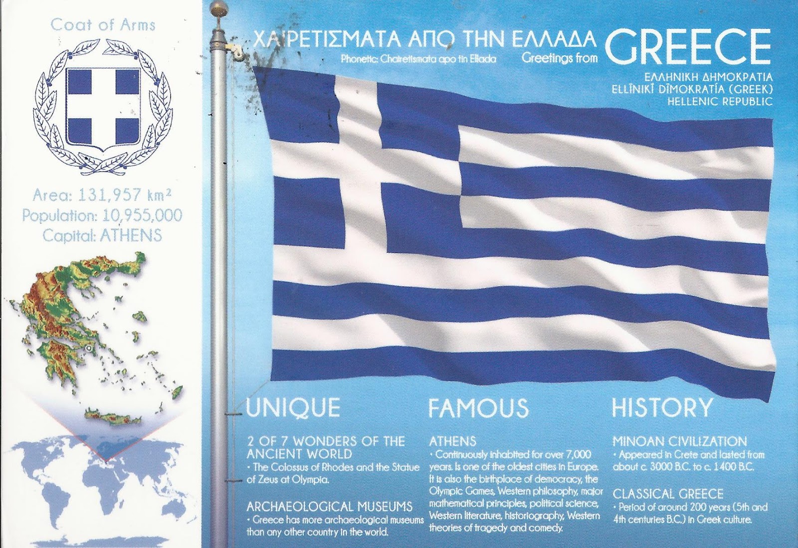 A Journey of Postcards Flags of the World Greece