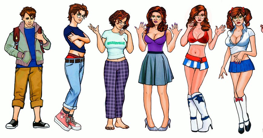 Girls Vollbusige Cartoon Doppelter