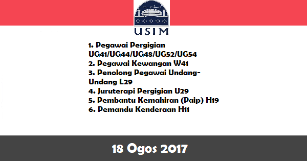 Jawatan Kosong di Universiti Sains Islam Malaysia (USIM) Jawatan Kosong di Universiti Sains Islam Malaysia (USIM)