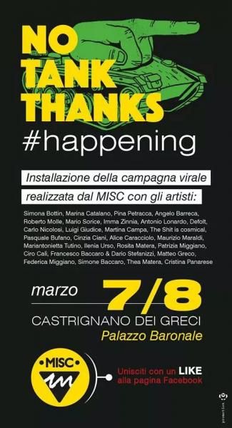 Iniziative e collaborazioni:No Tank Thanks # happening- Contributi contro la guerra