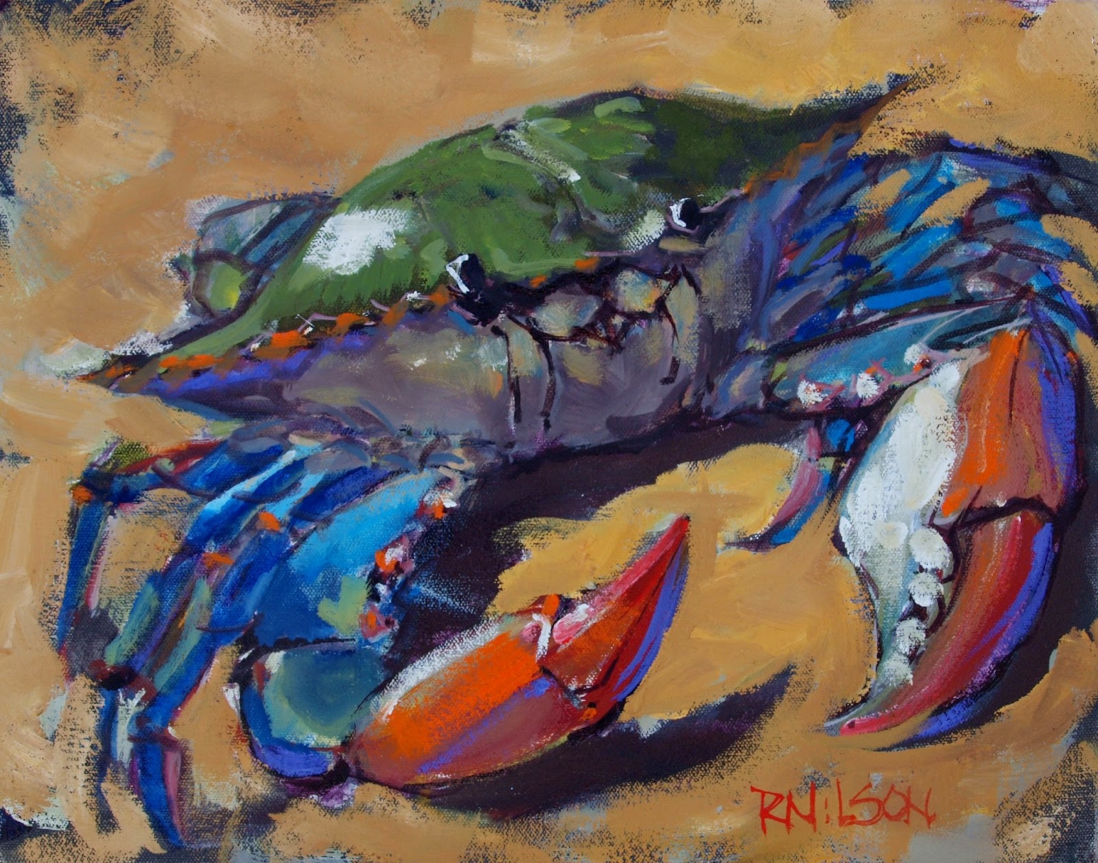 Rick Nilson's Paintings: Blue Crab with Purple (SOLD)