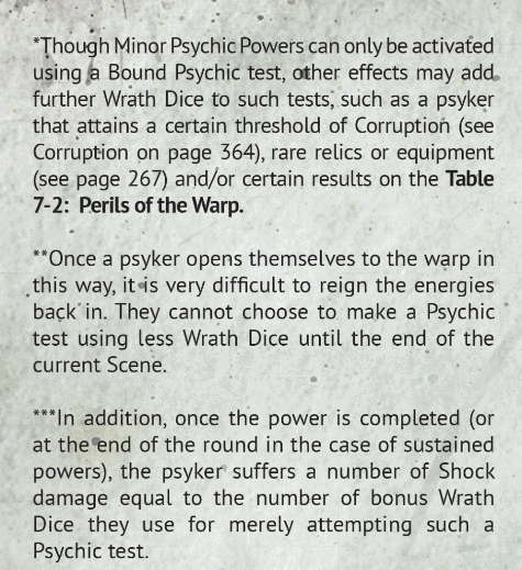 Poderes psíquicos Wrath Glory