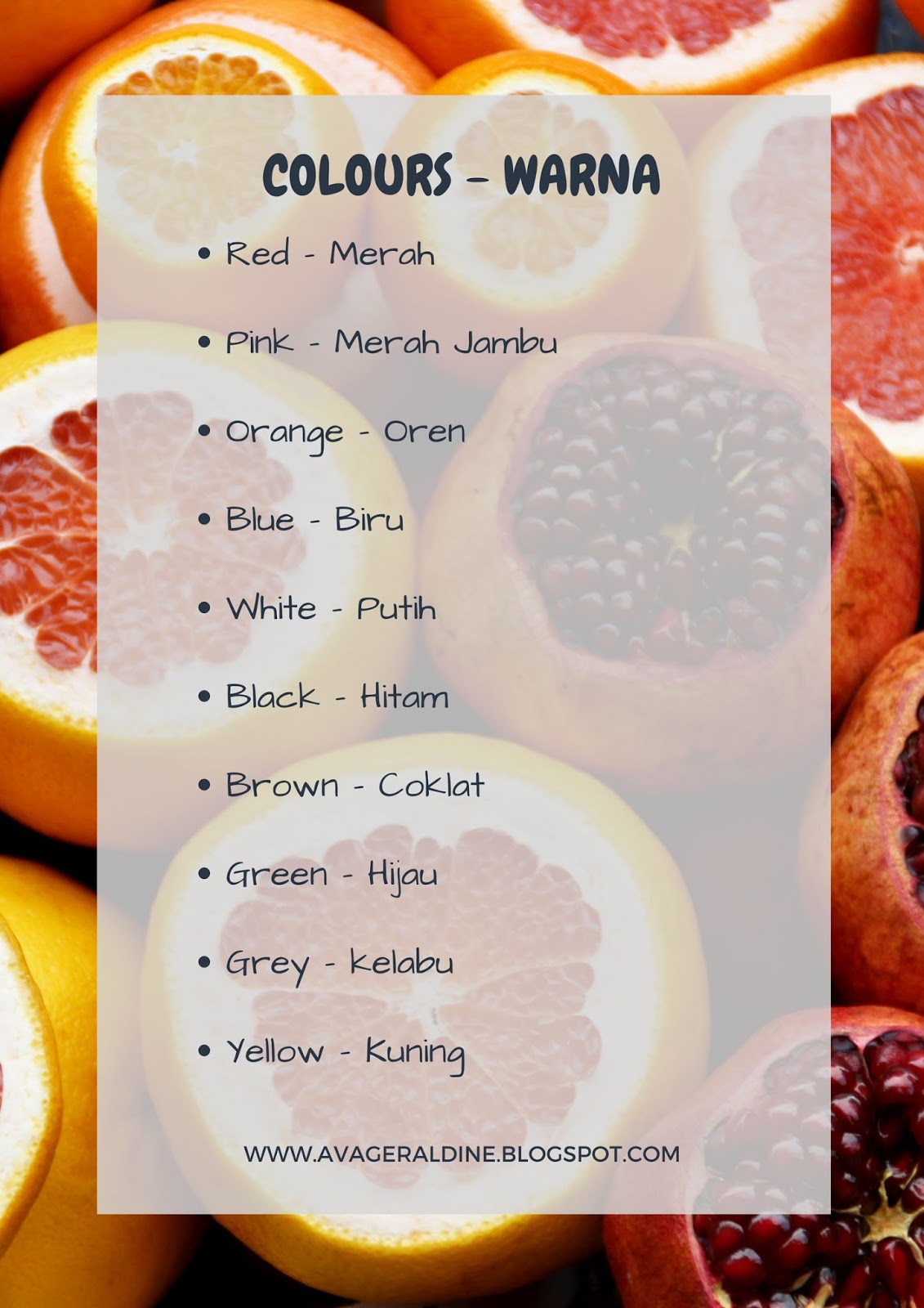 Beginner / Lesson 12 (Colours) Learn Malay Through English