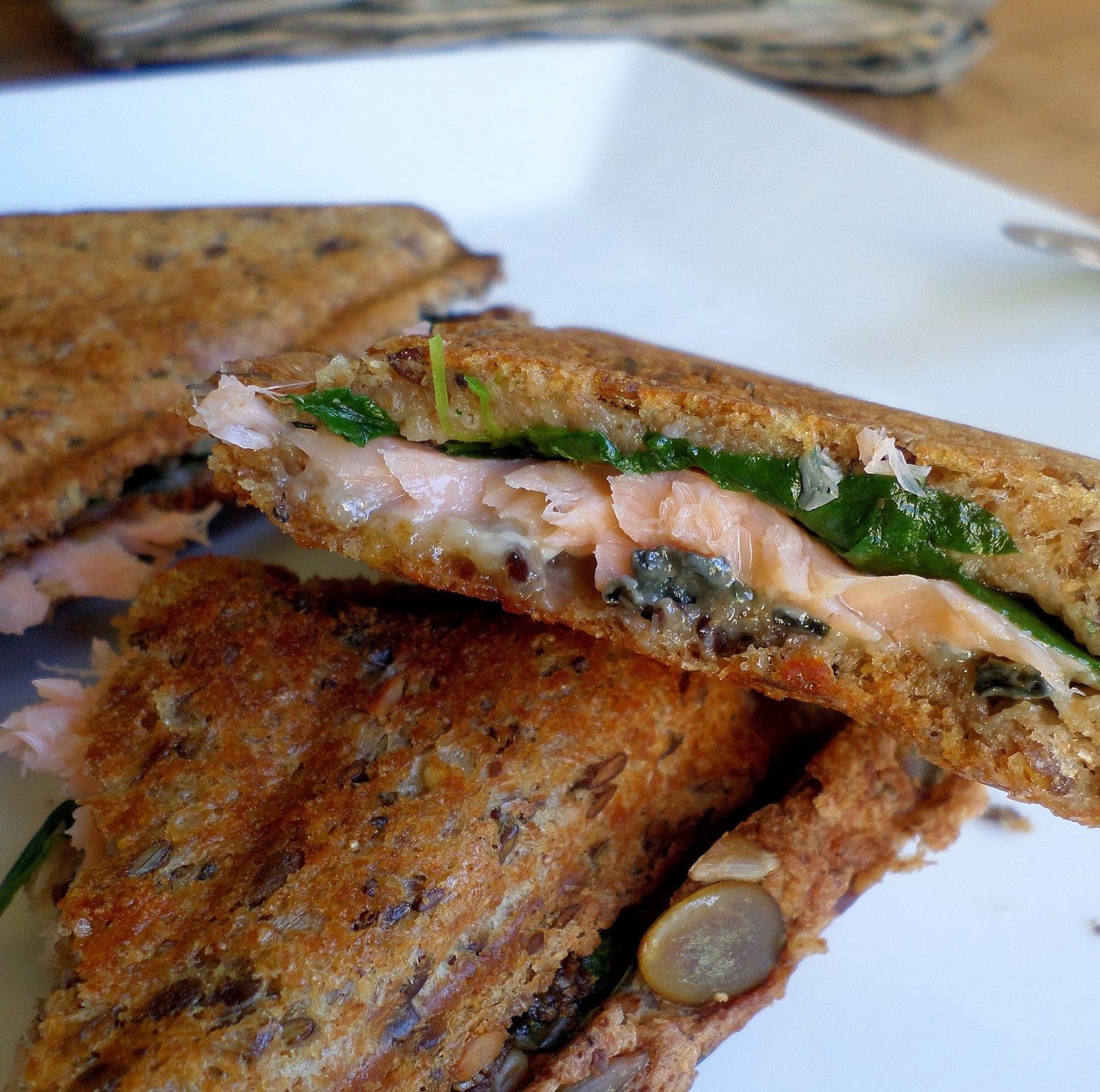 Eat Rainbow Love Smoked salmon, spinach & blue cheese toastie