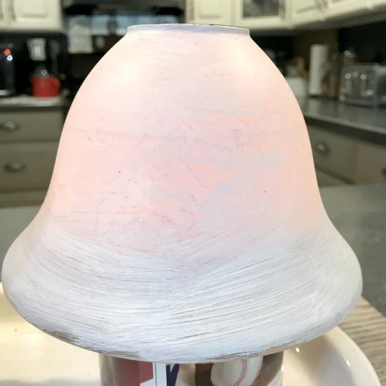 One coat of white paint on a repurposed lamp globe