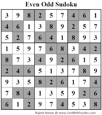 Even Odd Sudoku (Fun With Sudoku #120) Solution
