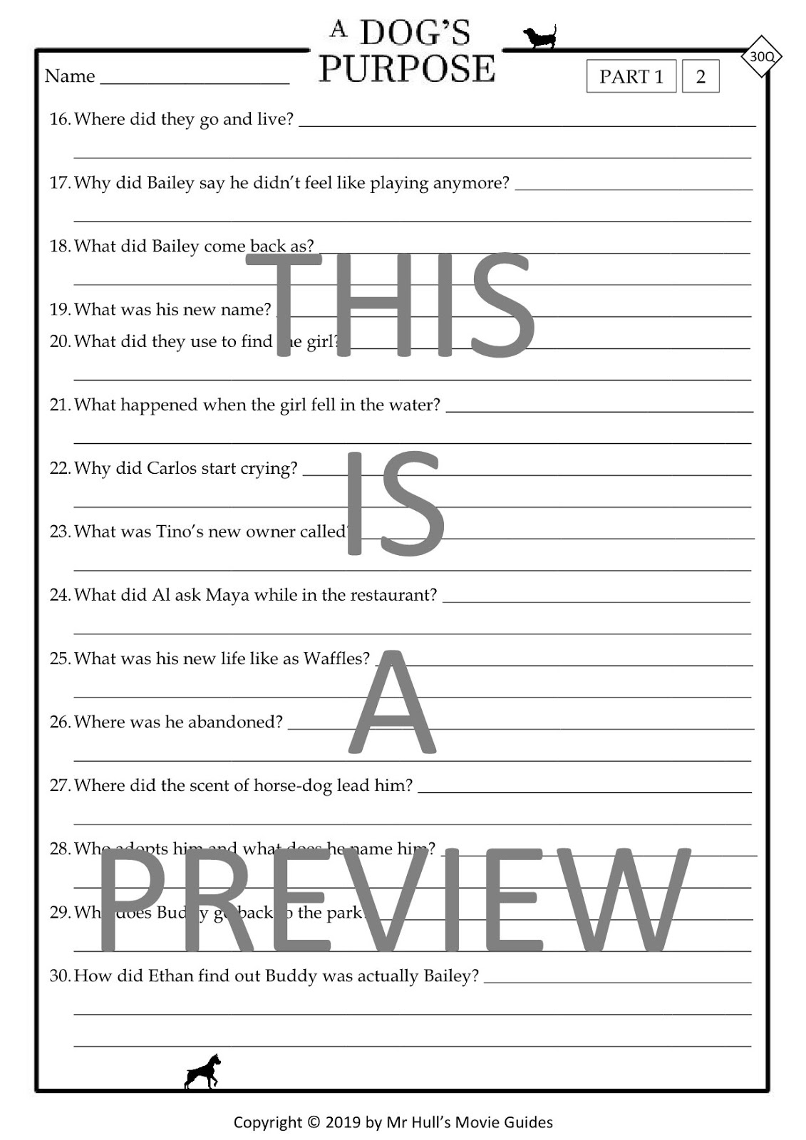 A Dog's Purpose Movie Guide + Activities - Answer Keys Included ~ Movie ...