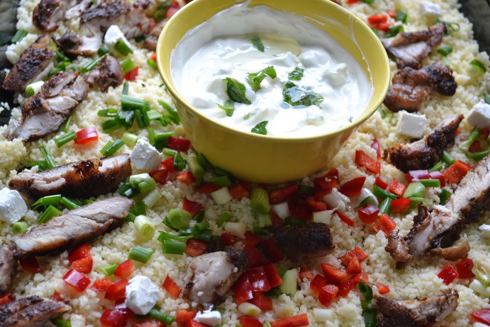homemade Couscous cu legume, pui aromat si tzatziki